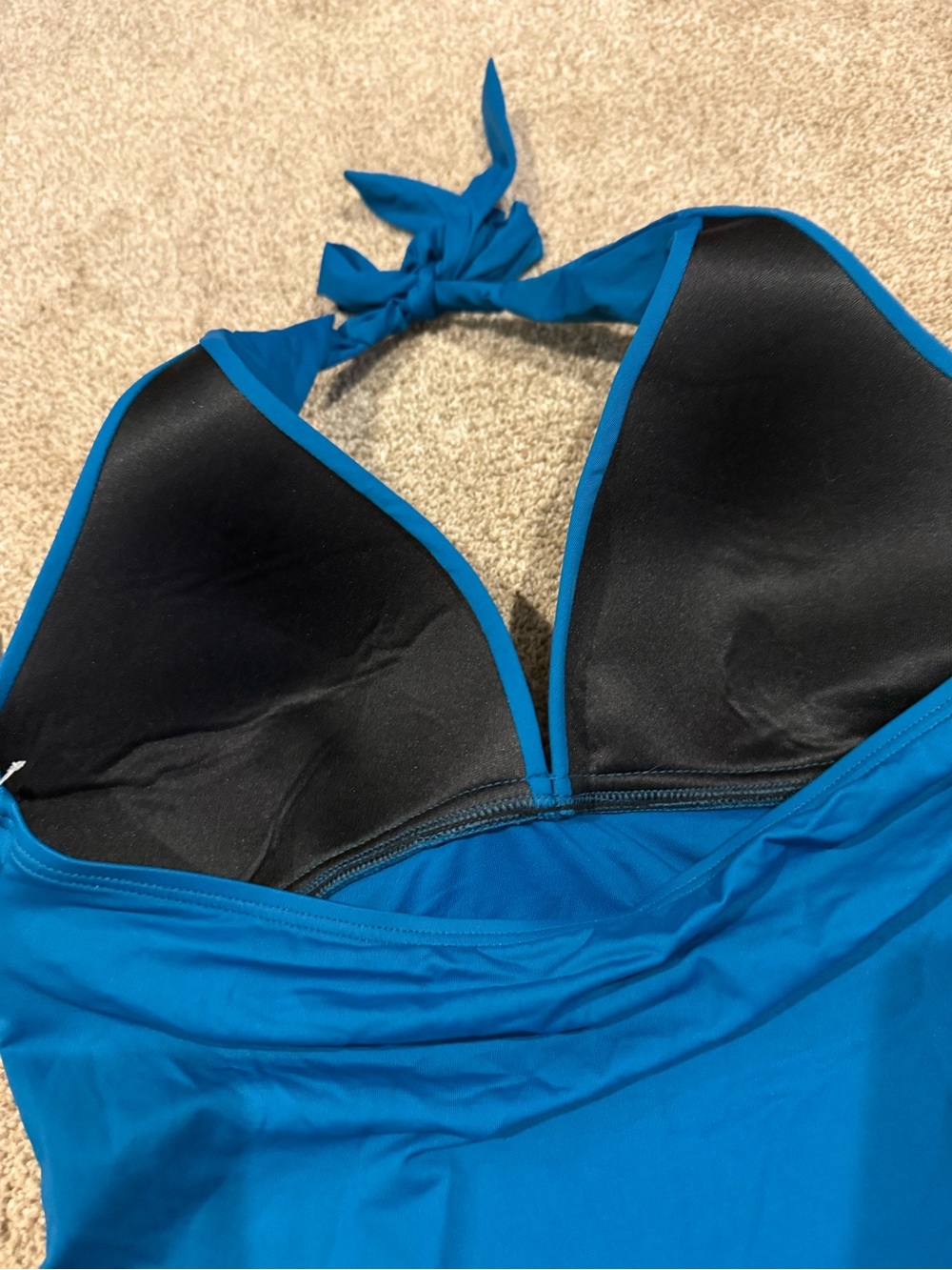 La Blanca Teal Ruched Halter Swim Top - Picture 4 of 5